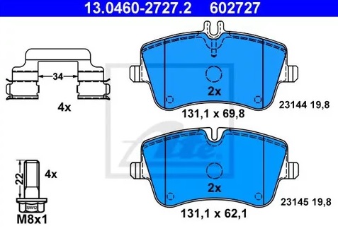 Колодки тормозные дисковые MERCEDES CLK Ate 13.0460-2727.2