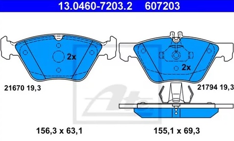 Колодки тормозные дисковые MERCEDES E Ate 13.0460-7203.2