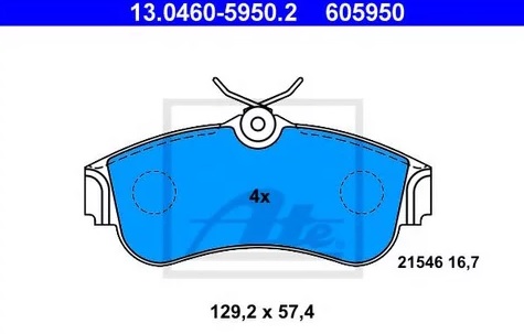 Колодки тормозные дисковые NISSAN PRIMERA, ALMERA Ate 13.0460-5950.2