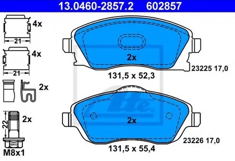 Колодки тормозные дисковые OPEL CORSA Ate 13.0460-2857.2