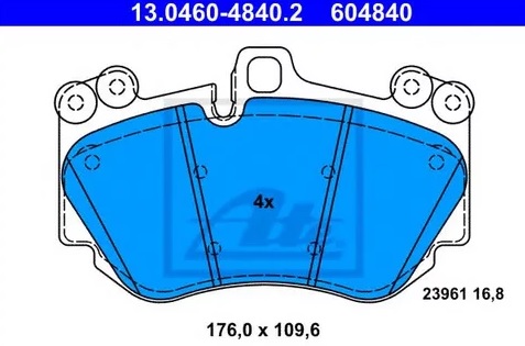 Колодки тормозные дисковые PORSCHE CAYENNE Ate 13.0460-4840.2