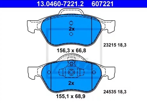 Колодки тормозные дисковые RENAULT MEGANE Ate 13.0460-7221.2