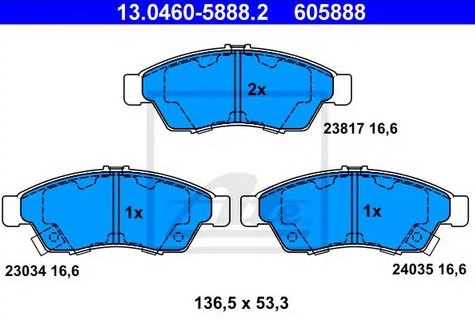 Колодки тормозные дисковые SUZUKI LIANA Ate 13.0460-5888.2