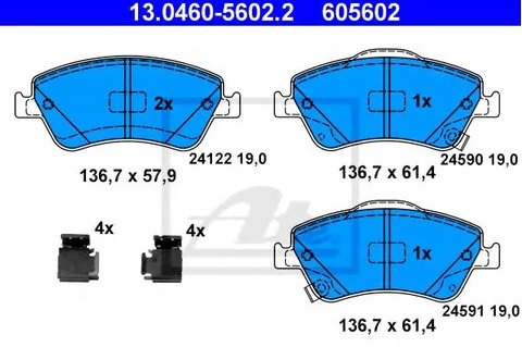 Колодки тормозные дисковые TOYOTA AURIS Ate 13.0460-5602.2