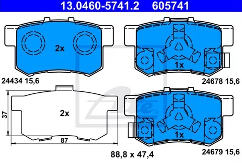 Колодки тормозные дисковые HONDA Accord Ate 13.0460-5741.2