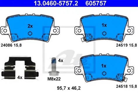 Колодки тормозные дисковые HONDA CIVIC Ate 13.0460-5757.2