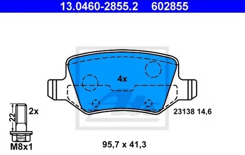 Колодки тормозные дисковые MERCEDES VANEO Ate 13.0460-2855.2