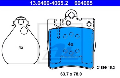 Колодки тормозные дисковые MERCEDES CLK Ate 13.0460-4065.2