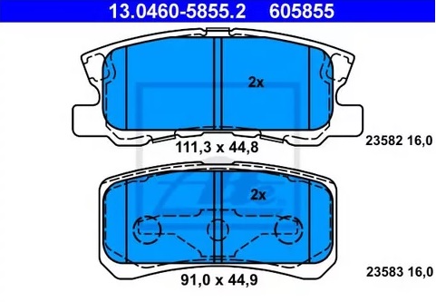 Колодки тормозные дисковые MITSUBISHI PAJERO GRANDIS Ate 13.0460-5855.2