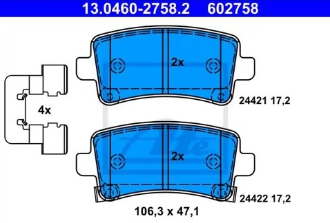 Колодки тормозные дисковые OPEL INSIGNIA Ate 13.0460-2758.2