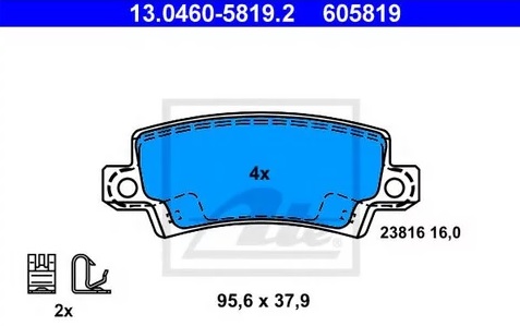 Колодки тормозные дисковые TOYOTA COROLLA Ate 13.0460-5819.2