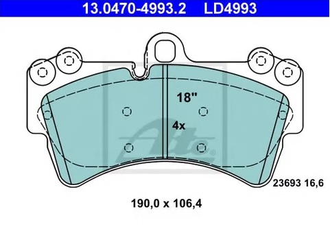 Колодки тормозные дисковые AUDI, PORSCHE, VOLKSWAGEN Ate 13.0470-4993.2