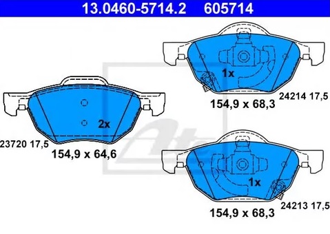 Колодки тормозные дисковые HONDA ACCORD Ate 13.0460-5714.2