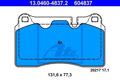 Колодки тормозные дисковые LAND ROVER Range Rover Ate 13.0460-4837.2