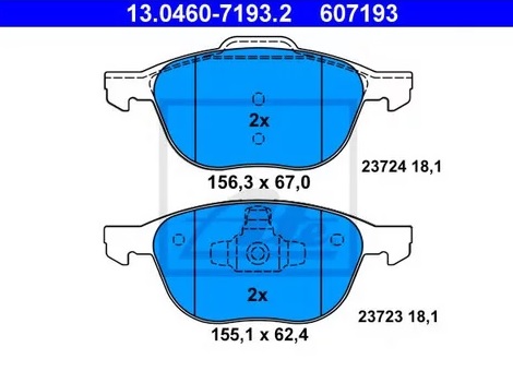 Колодки тормозные дисковые CHRYSLER, DODGE, FORD, MAZDA, VOLVO Ate 13.0460-7193.2