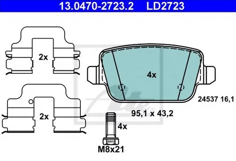 Колодки тормозные дисковые FORD Mondeo Ate 13.0470-2723.2