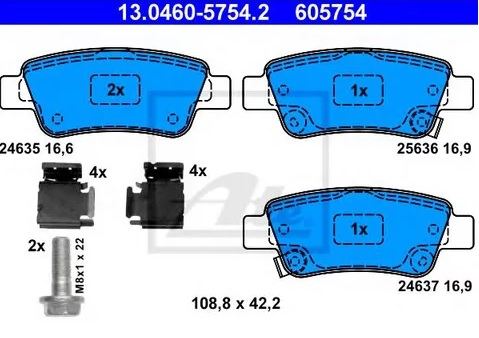 Колодки тормозные дисковые HONDA CR-V Ate 13.0460-5754.2