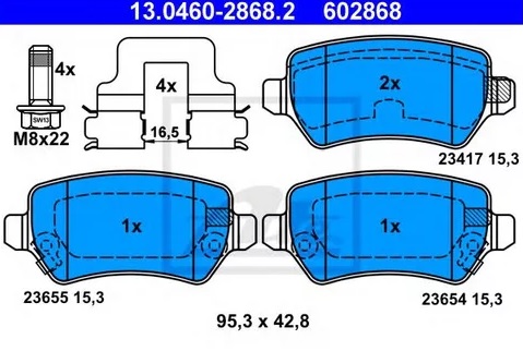 Колодки тормозные дисковые OPEL, CHEVROLET, KIA Ate 13.0460-2868.2