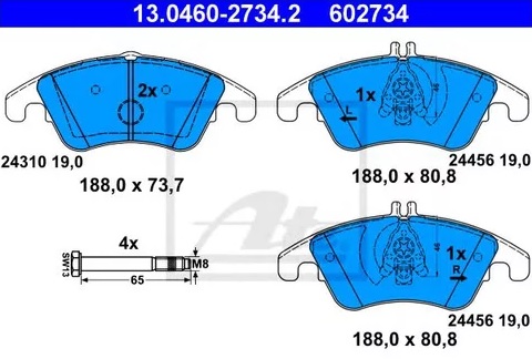 Колодки тормозные дисковые MERCEDES SLK Ate 13.0460-2734.2