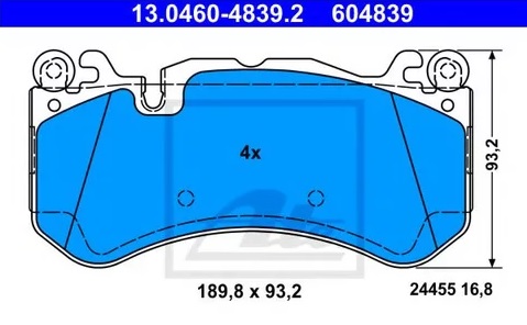 Колодки тормозные дисковые MERCEDES ML Ate 13.0460-4839.2