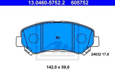 Колодки тормозные дисковые передние NISSAN, SUZUKI Ate 13.0460-5752.2