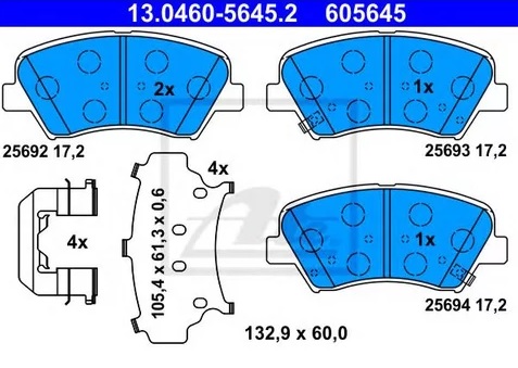 Колодки тормозные дисковые передние HYUNDAI Elantra, KIA Cee'd Ate 13.0460-5645.2