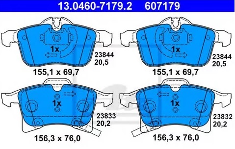 Колодки тормозные дисковые пердние OPEL Corsa Ate 13.0460-7179.2