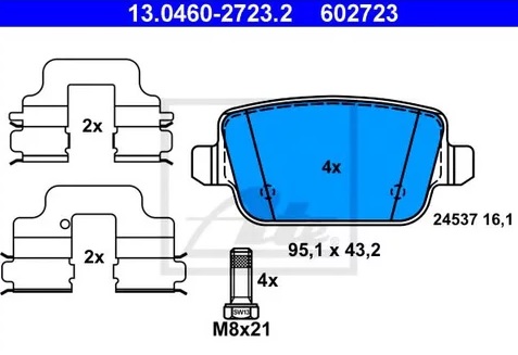 Колодки тормозные дисковые задние FORD Focus Ate 13.0460-2723.2