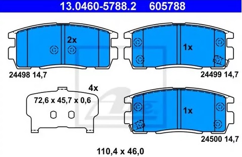 Колодки тормозные дисковые задние OPEL Antara, CHEVROLET Captiva, HYUNDAI Terracan Ate 13.0460-5788.2