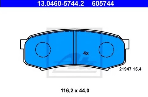 Колодки тормозные дисковые задние MITSUBISHI, TOYOTA, LEXUS Ate 13.0460-5744.2