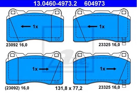 Колодки тормозные дисковые передние HONDA, MITSUBISHI, RENAULT, SUBARU Ate 13.0460-4973.2