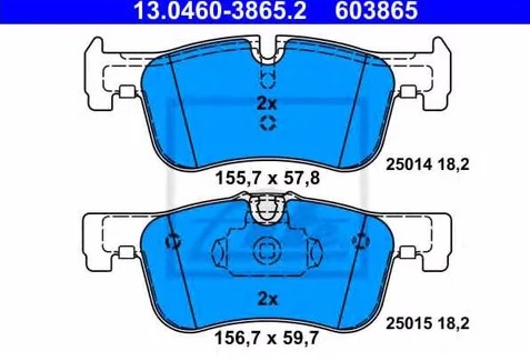 Колодки тормозные дисковые передние BMW 1, 2 Ate 13.0460-3865.2