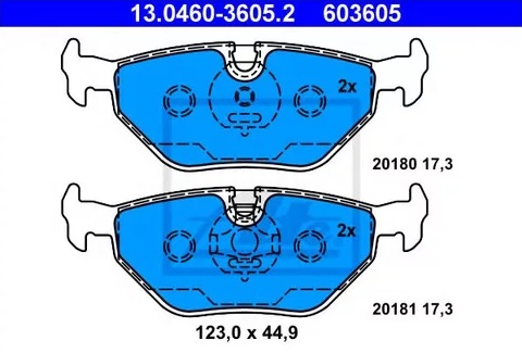 Колодки тормозные дисковые задние BMW 3 Ate 13.0460-3605.2