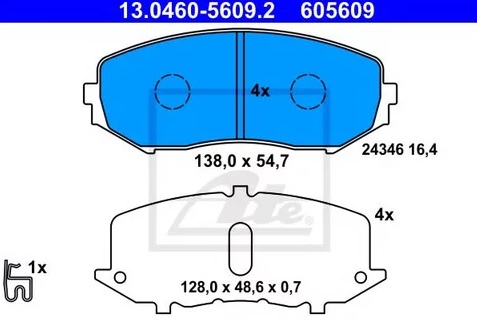 Колодки тормозные дисковые SUZUKI Grand Vitara Ate 13.0460-5609.2