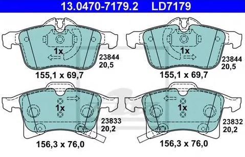 Колодки тормозные дисковые передние OPEL ASTRA, Corsa Ate 13.0470-7179.2 