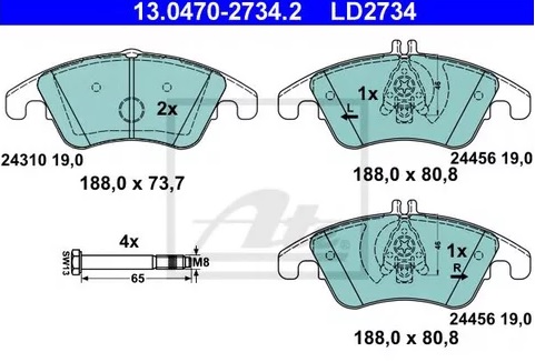 Колодки тормозные дисковые передние MERCEDES CLS, SLC Ate 13.0470-2734.2 