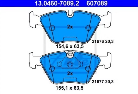 Колодки тормозные дисковые передние BMW 5 Ate 13.0460-7089.2