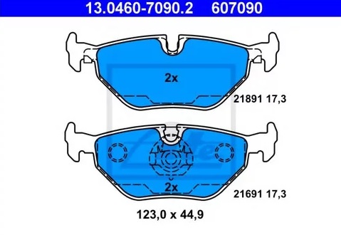Колодки тормозные дисковые задние BMW 5 Ate 13.0460-7090.2