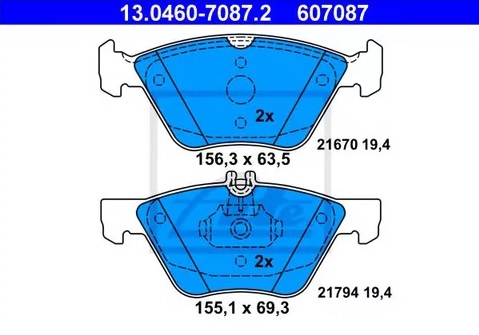 Колодки тормозные дисковые передние CHRYSLER Crossfire, MERCEDES SLK Ate 13.0460-7087.2