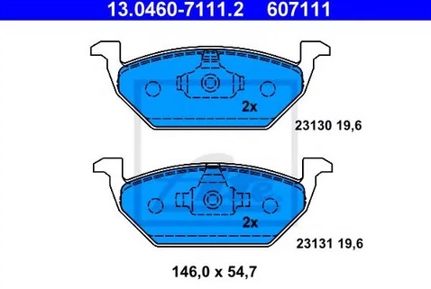 Колодки тормозные дисковые передние Audi, SEAT, Skoda, Volkswagen Ate 13.0460-7111.2