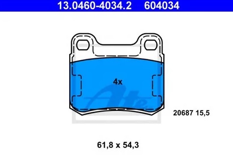 Колодки тормозные дисковые задние MERCEDES Coupe, 190 Ate 13.0460-4034.2 
