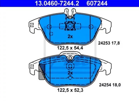 Колодки тормозные дисковые задние MERCEDES C, E Ate 13.0460-7244.2 