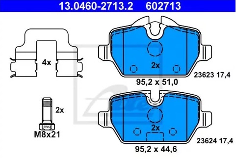 Колодки тормозные дисковые задние BMW 1, 3, MINI Countryman Ate 13.0460-2713.2