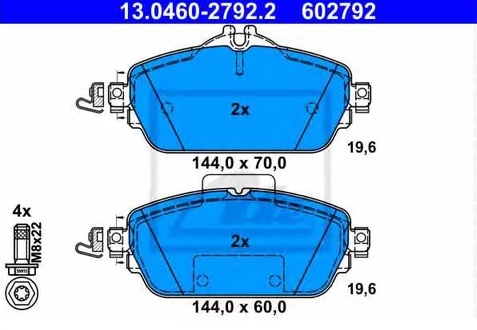 Колодки тормозные дисковые передние MERCEDES C, E Ate 13.0460-2792.2 