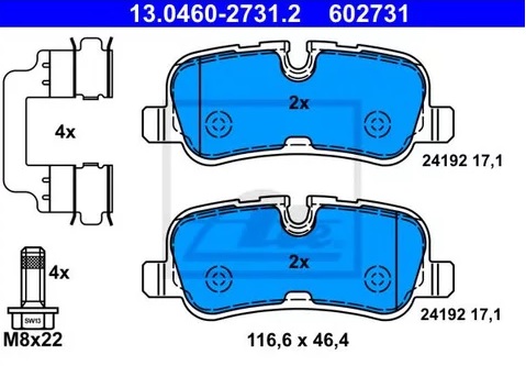 Колодки тормозные дисковые задние LAND ROVER Discovery Ate 13.0460-2731.2