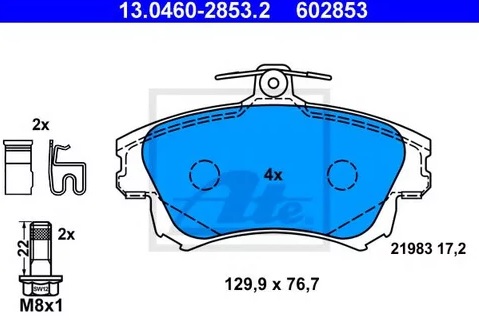 Колодки тормозные дисковые передние MITSUBISHI Carisma, VOLVO S40 Ate 13.0460-2853.2