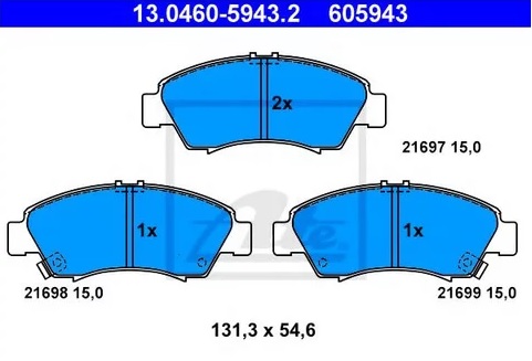 Колодки тормозные дисковые передние HONDA Civic Ate 13.0460-5943.2