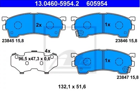 Колодки тормозные дисковые передние MAZDA 323, 626 Ate 13.0460-5954.2