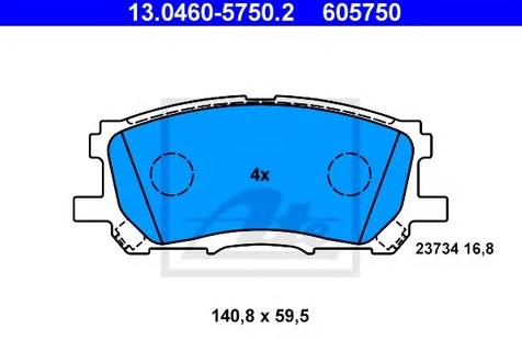 Колодки тормозные дисковые передние TOYOTA Harrier, LEXUS RX Ate 13.0460-5750.2