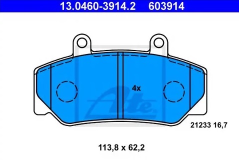 Колодки тормозные дисковые передние VOLVO 740, 760 Ate 13.0460-3914.2